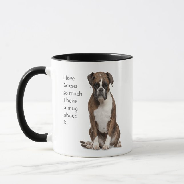 Mug Love Boxers Chiens tellement de Citation amusante  (Gauche)