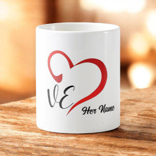 Mug Love Coeur Monogramme Noms Personnalisés
