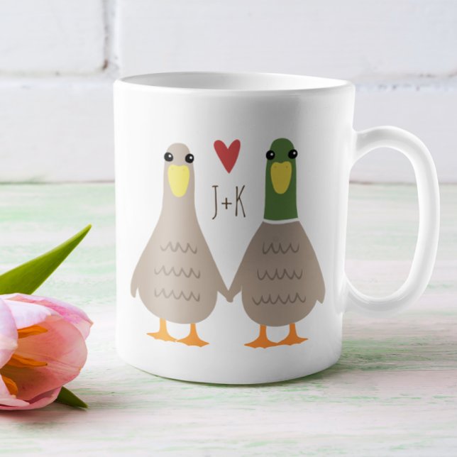 Mug Love Ducks Initiales personnalisées Saint-Valentin (Créateur téléchargé)