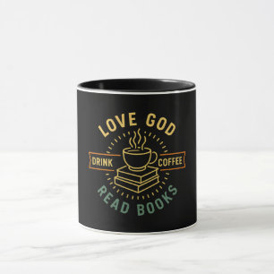 Mug Love God Drink Coffee Lire les livres Amateurs Vin