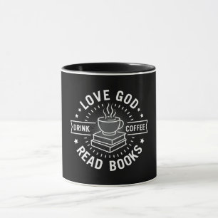 Mug Love God Drink Coffee Lire les livres Amateurs Vin
