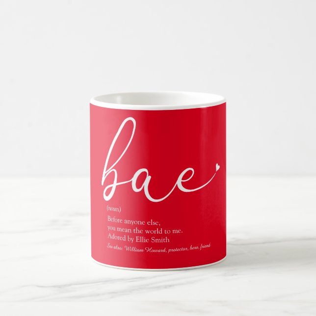 Mug Love Heart Bae Définition Élégant Script (Centre)