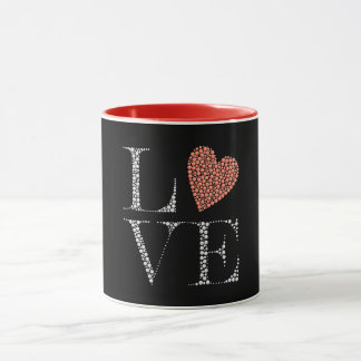Mug Love Heart Design – Red Gradient Heart on Black 