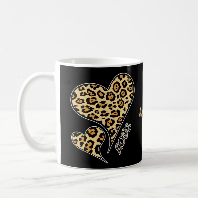 Mug Love Hearts Empreinte de léopard Cheetah Amoureux  (Gauche)