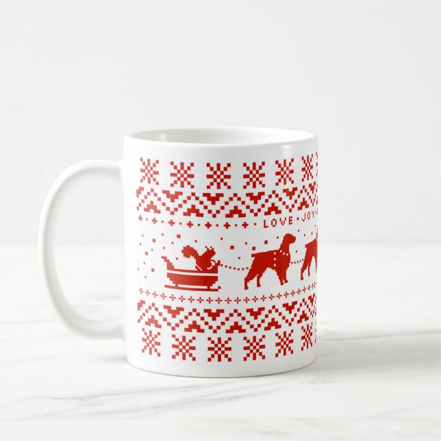 Mug Love Joy Peace Brittanys Festive Christmas Dogs (Gauche)