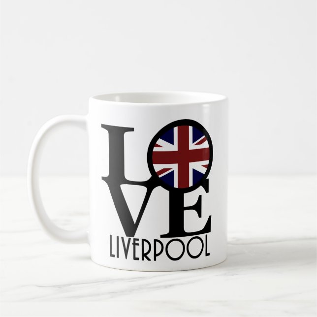 Mug LOVE Liverpool Angleterre (Drapeau UK) 11oz (Gauche)