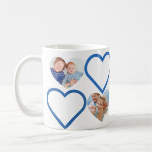 Mug Love Papa Grand-Père Bleu Coeur Photos Collage