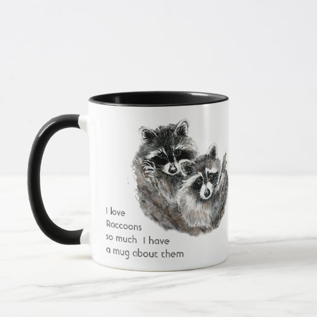 Mug Love Raccoon mignon Animaux tellement de Citation  (Gauche)