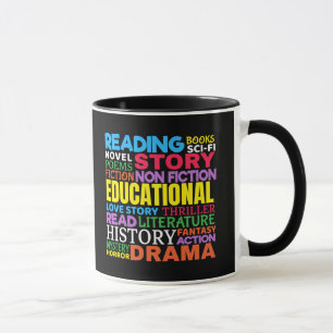 Mug Love Reading Books - Genre Word Art