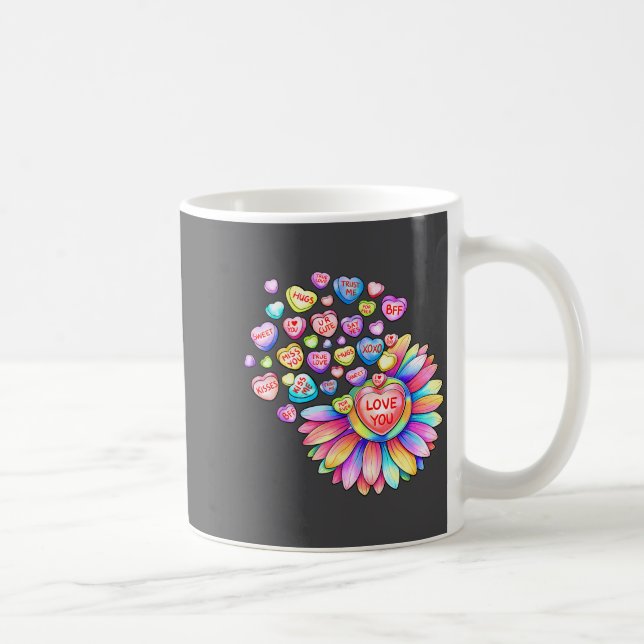 Mug Love Sunflower Hearts Candy Valentines Day Womens  (Droite)