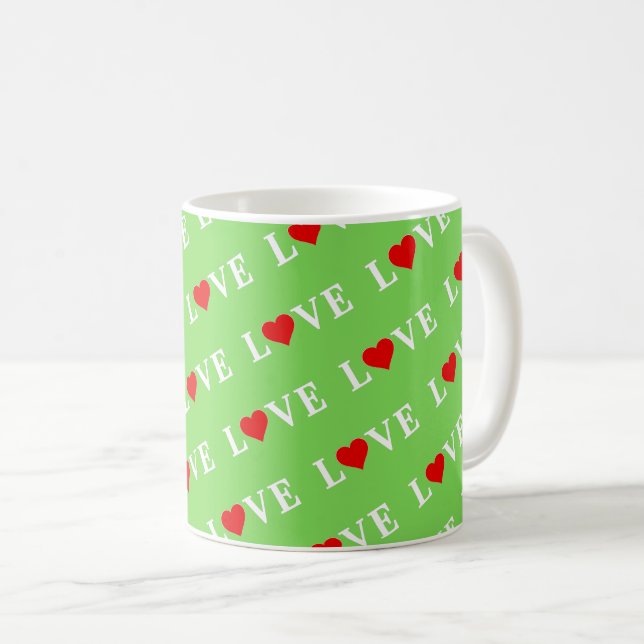 Mug LOVE Trending Lime Green Moderne Élégant (Devant droit)