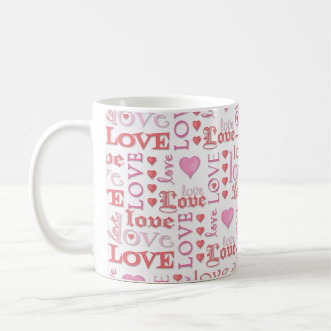 Mug Love Valentine's Day Love Cute Calligraphy Pink (Gauche)