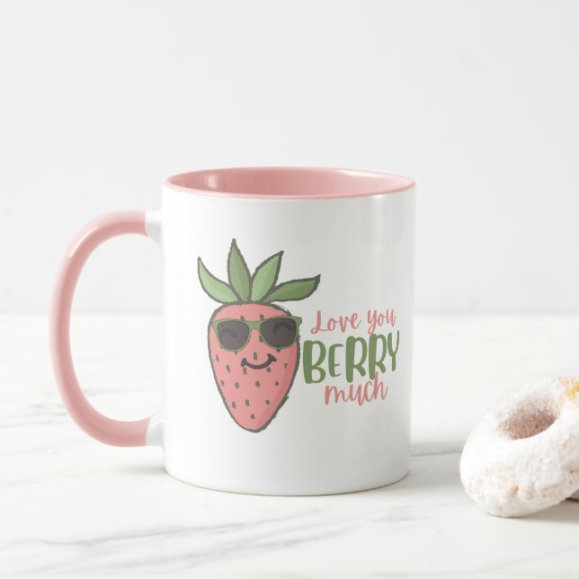 Mug Love You Berry Beaucoup de confiture de fraises (Avec donut)