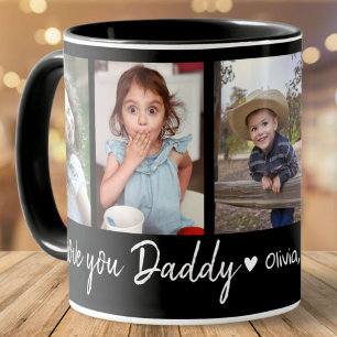 Mug Love You Daddy Fête des pères 5 Photo Collage noir