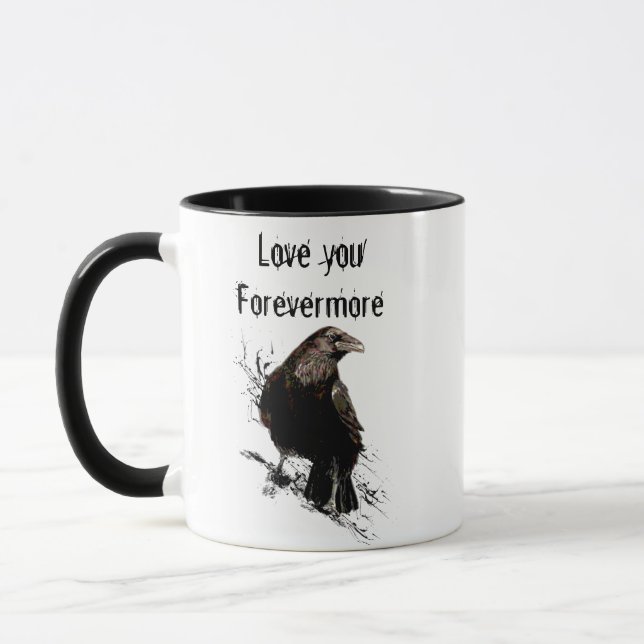 Mug Love you Forevermore Fun Raven Citation (Gauche)