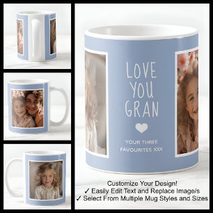 Mug Love You Gran Photos Moderne Bleu C410 & Blanc