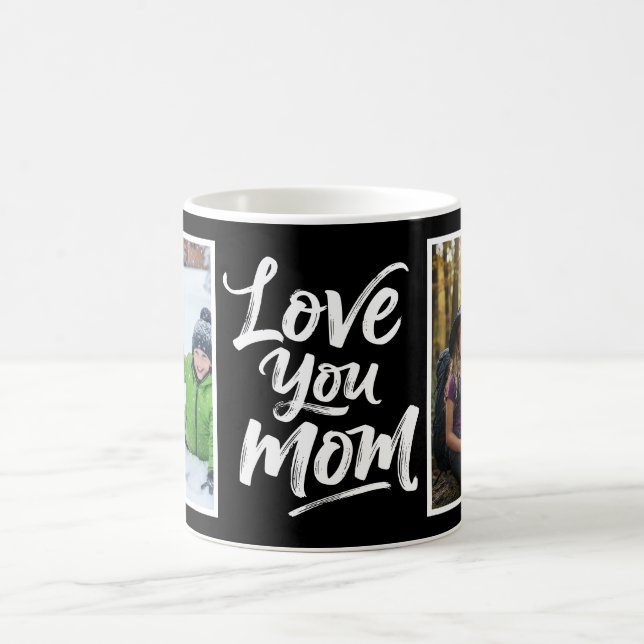 Mug Love You Mom Two Photo Brush Script black white (Centre)