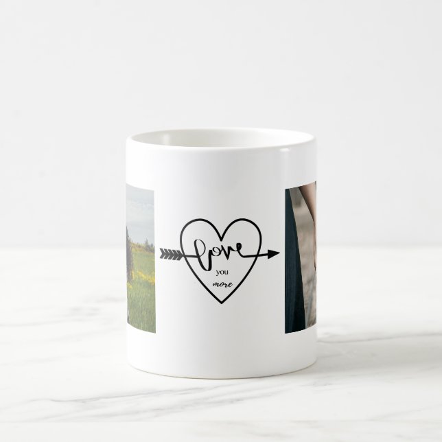 Mug Love You More Two Photo Simple Heart (Centre)
