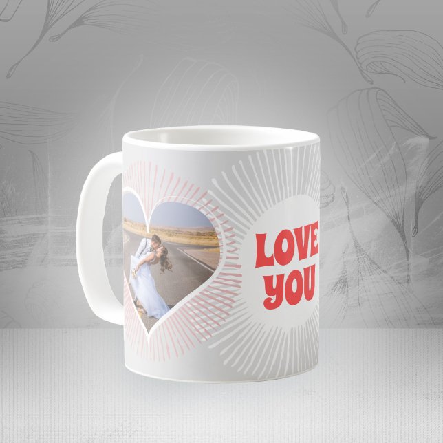 Mug Love You Radiating Hearts Typographie Mariage (Zazzle Love You Radiating Hearts Wedding Typography Coffee Mug ©Susanne Sachers - Sunny Mind Design )