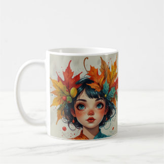 Mug Lovely Autumn Girl with Fall Leaves