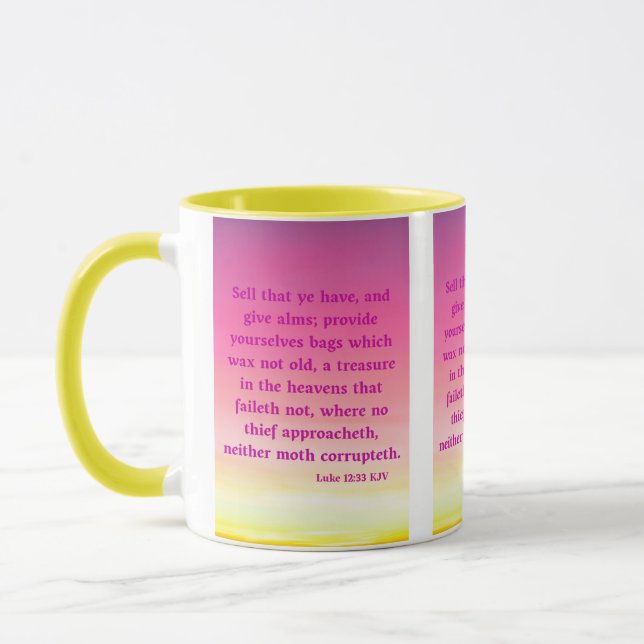 Mug Luc 12:33 KJV Bible Écriture Pic Deux Tons (Gauche)