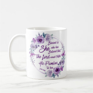 Mug Luc 1:45 Béni est Elle Florale violette