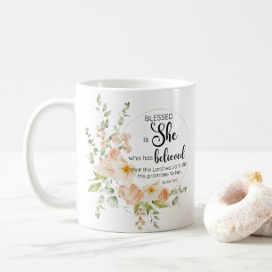 Mug Luc 1:45 Béni est Elle Printemps Orange Fleur