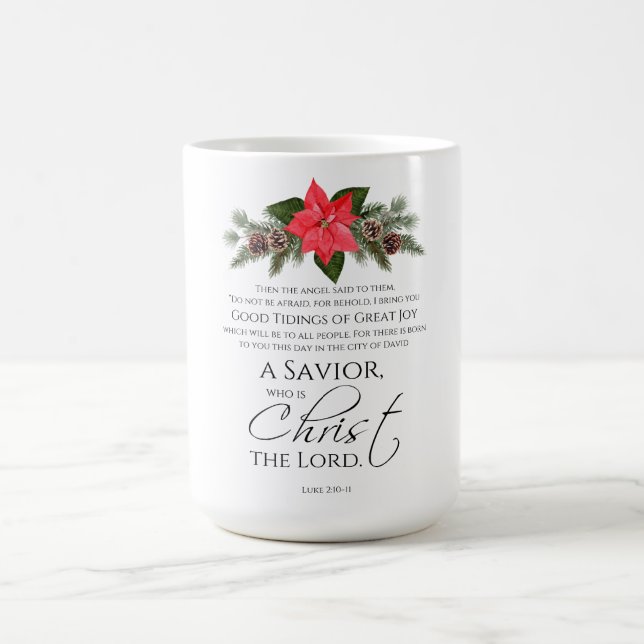 Mug Luc 2:10-11 Bon Tidings Poinsettia Noël (Centre)