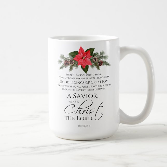 Mug Luc 2:10-11 Bon Tidings Poinsettia Noël (Droite)