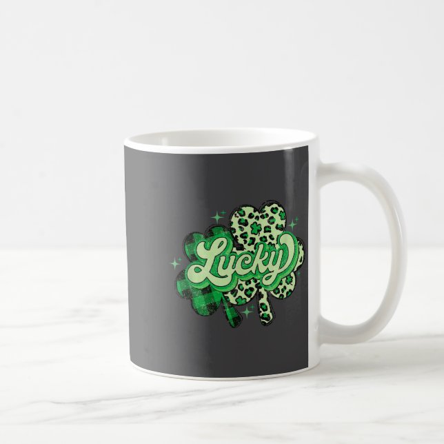 Mug Lucky Shamrock Leopard,checkered Patricks Day Funn (Droite)