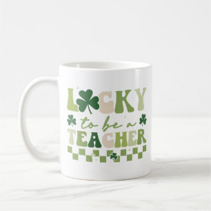Mug Lucky To Be Teacher Super Retro St Patrick's Day