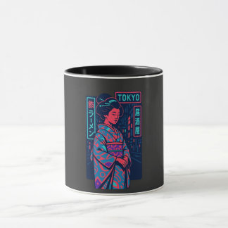 Mug Lueur de Tokyo Geisha dans les rues néon