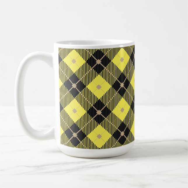 Mug Lumberjack Noir Jaune Plaid Motif (Gauche)