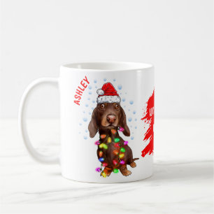 Mug Lumière de Noël Avec Chien Dachshund