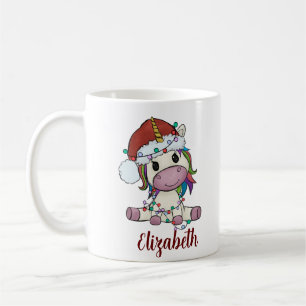 Mug Lumière de Noël de la licorne mignonne