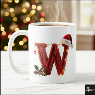 Mug Lumières de chaîne de lettre de Noël en bois rusti