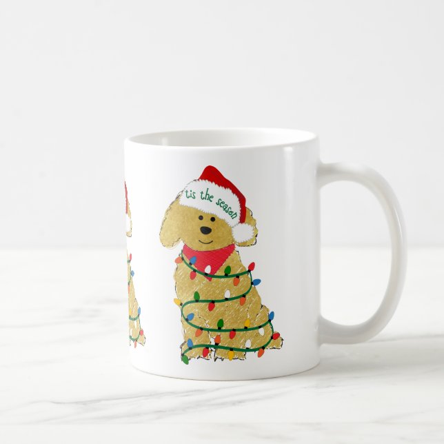 Mug Lumières de Noël Goldendoodle (Droite)