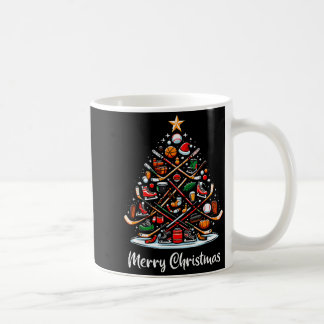 Mug Lumières de sapin de Noël de hockey Drôle de joueu