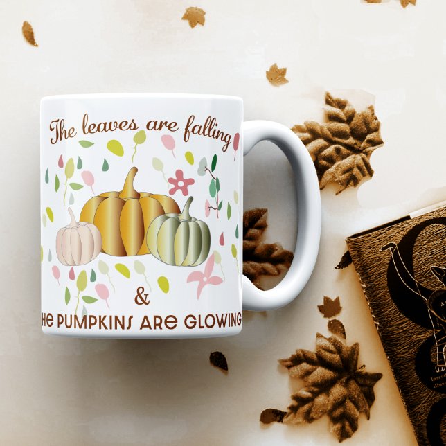 Mug Lumineuse Citrouille et Feuilles d'automne Doodle  (Créateur téléchargé)