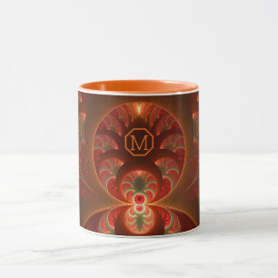 Mug Lumineuse orange abstraite rouge Fractal Monogramm