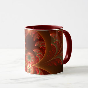 Mug Lumineux abstrait moderne orange rouge Fractale