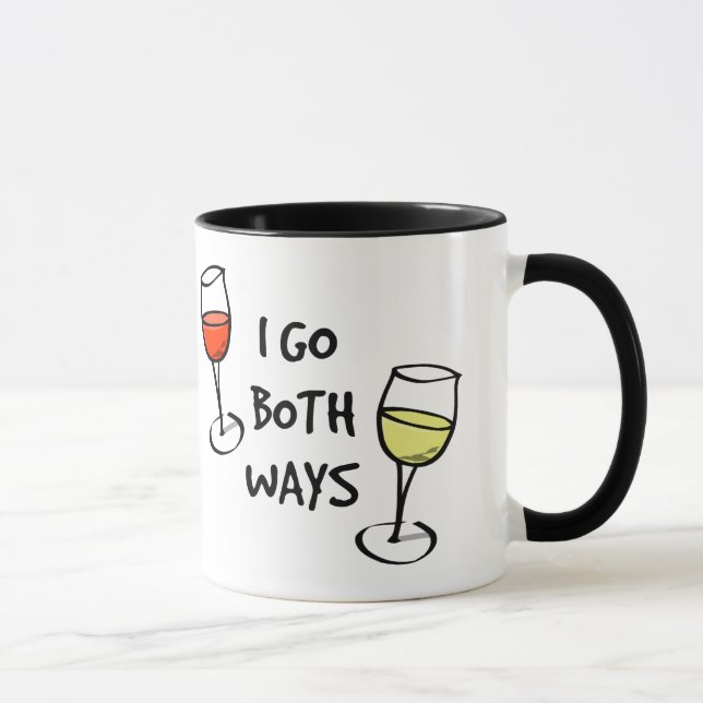 Mug Lunettes de vin de dessin Je vais les deux façons  (Droite)