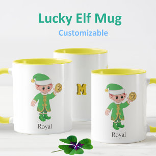 Mug Lutin Chanceux Moderne avec Calligraphie & Monogra