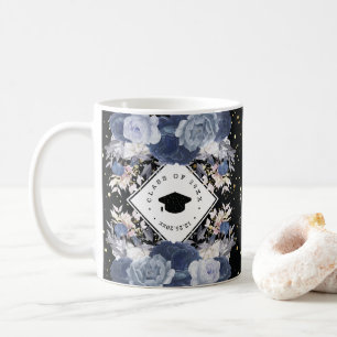 Mug Luxe Black Gold Parties scintillant Floral Graduat
