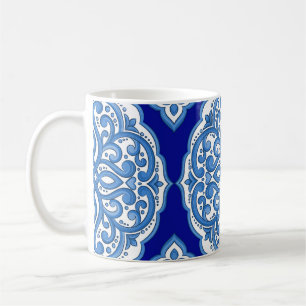 Mug Luxe blanc-bleu, ornement turc.