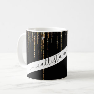 Mug Luxe Chic Black Gold Fringe Parties scintillant ét