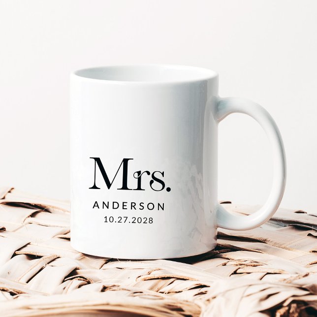 Mug Luxe Elegance | Mariage de Mme Black et White Date (Créateur téléchargé)