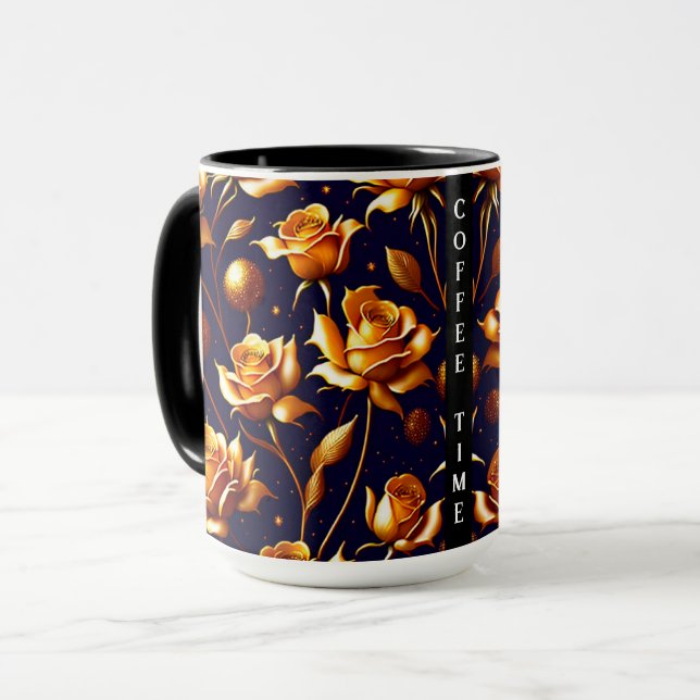 Mug Luxe Gold Boho Rose Collection moderne (Devant gauche)