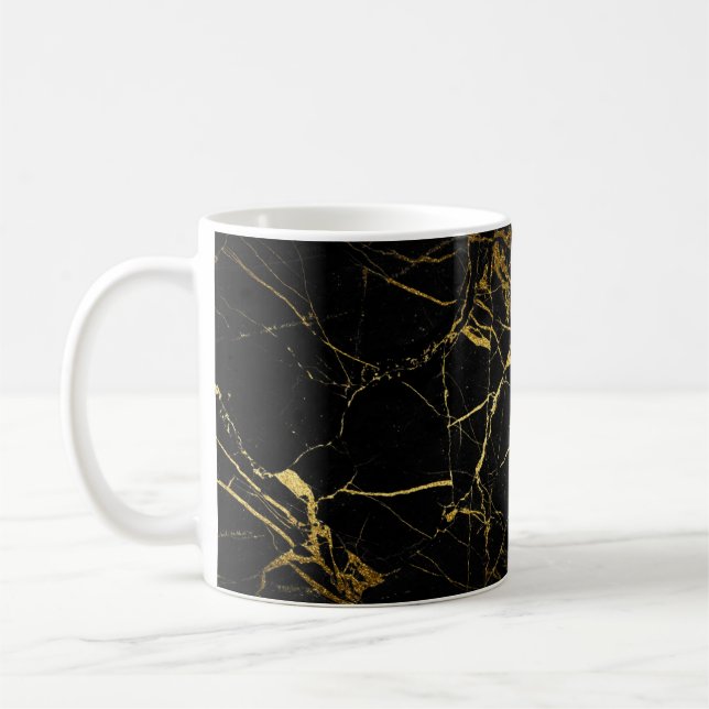 Mug Luxe Marbre noir et or Texture (Gauche)