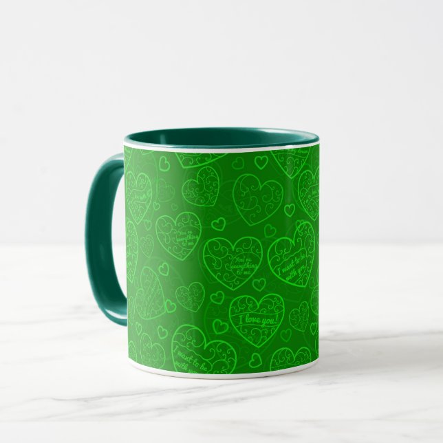 Mug Luxe Moderne Élégant Amour Vert Coeur (Devant gauche)